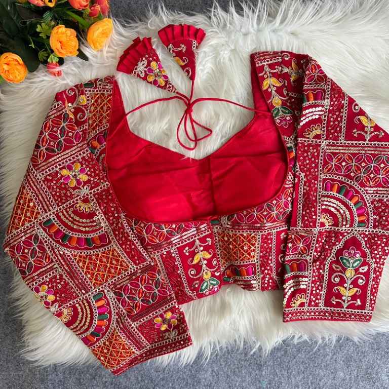 PURE SOFT FOX GEORGETTE EMBROIDERY THREAD SEQUENCE WORK BLOUSE
