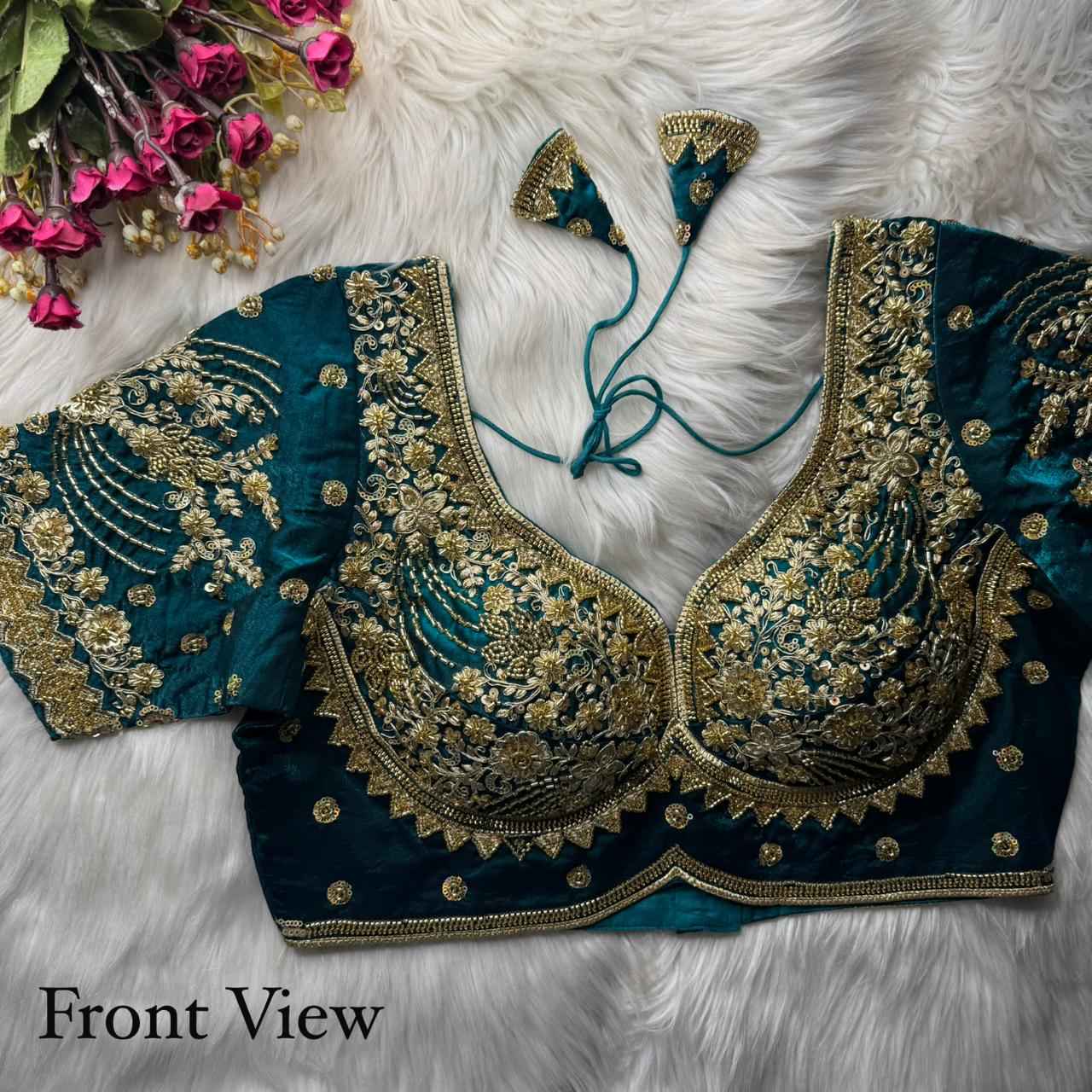 HEAVY PURE SOFT FANDY SILK BEEDS WORK BLOUSE 
