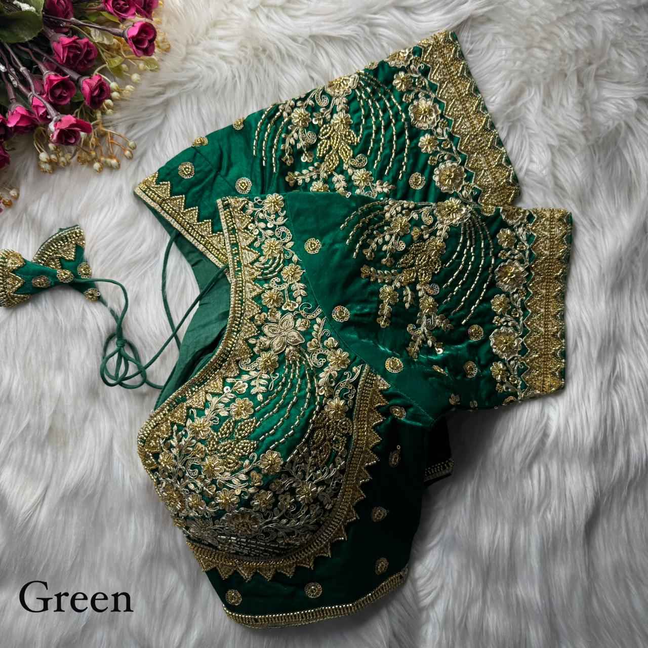 HEAVY PURE SOFT FANDY SILK BEEDS WORK BLOUSE 