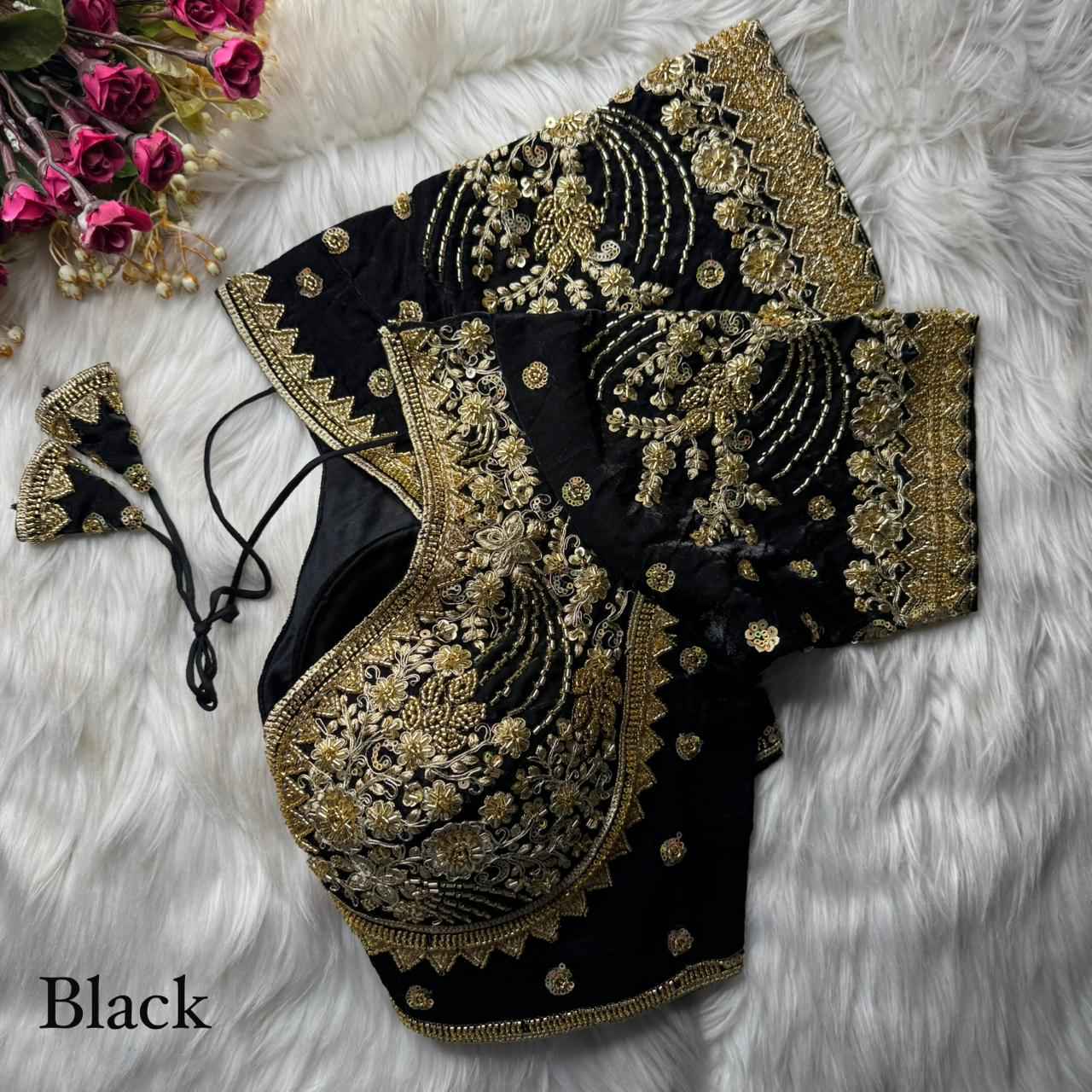 HEAVY PURE SOFT FANDY SILK BEEDS WORK BLOUSE 