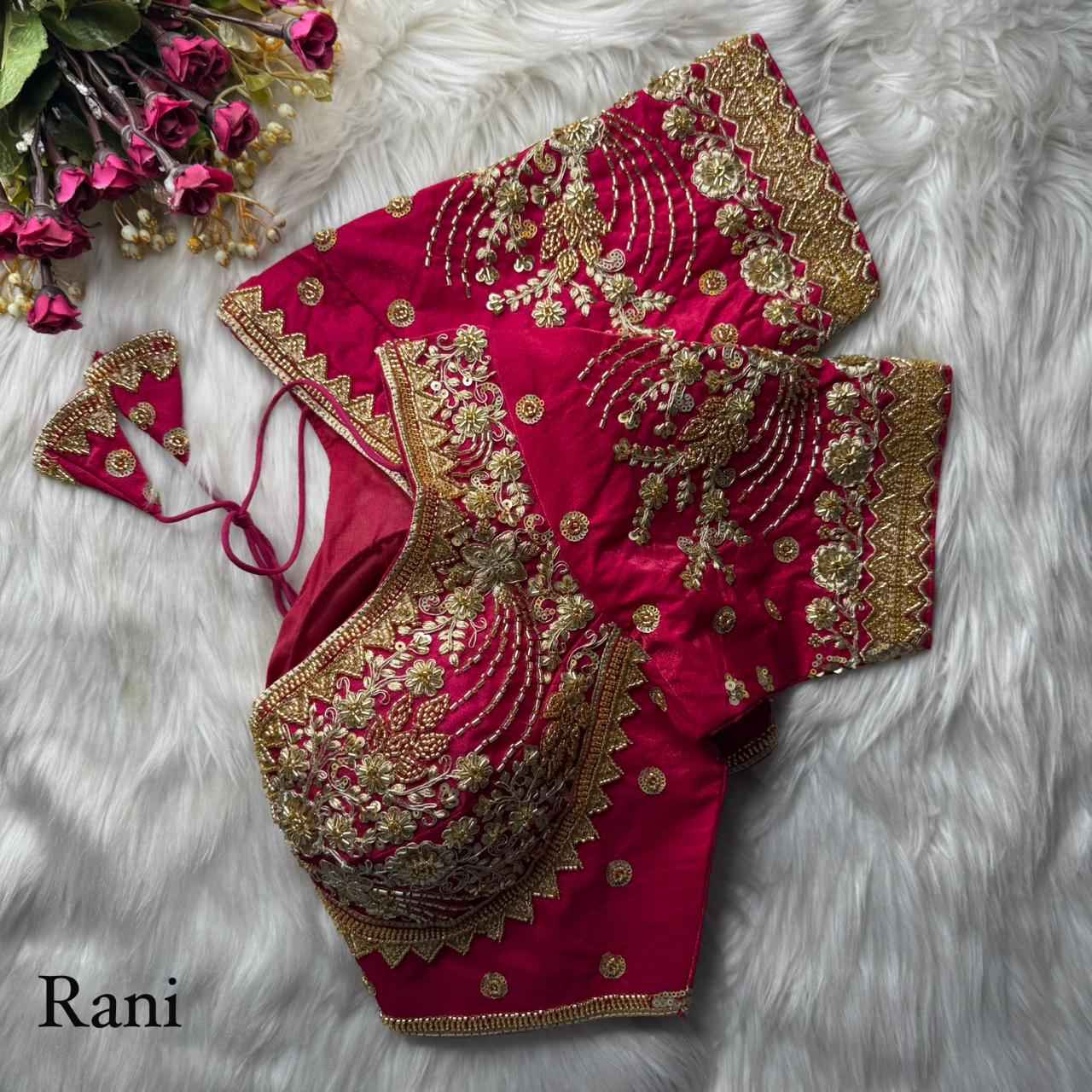 HEAVY PURE SOFT FANDY SILK BEEDS WORK BLOUSE 