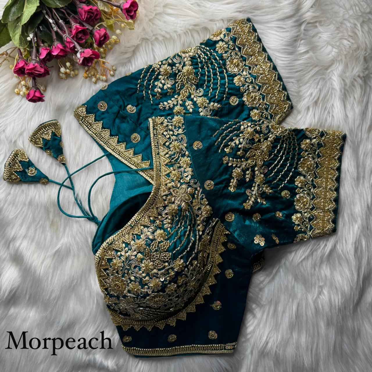 HEAVY PURE SOFT FANDY SILK BEEDS WORK BLOUSE 