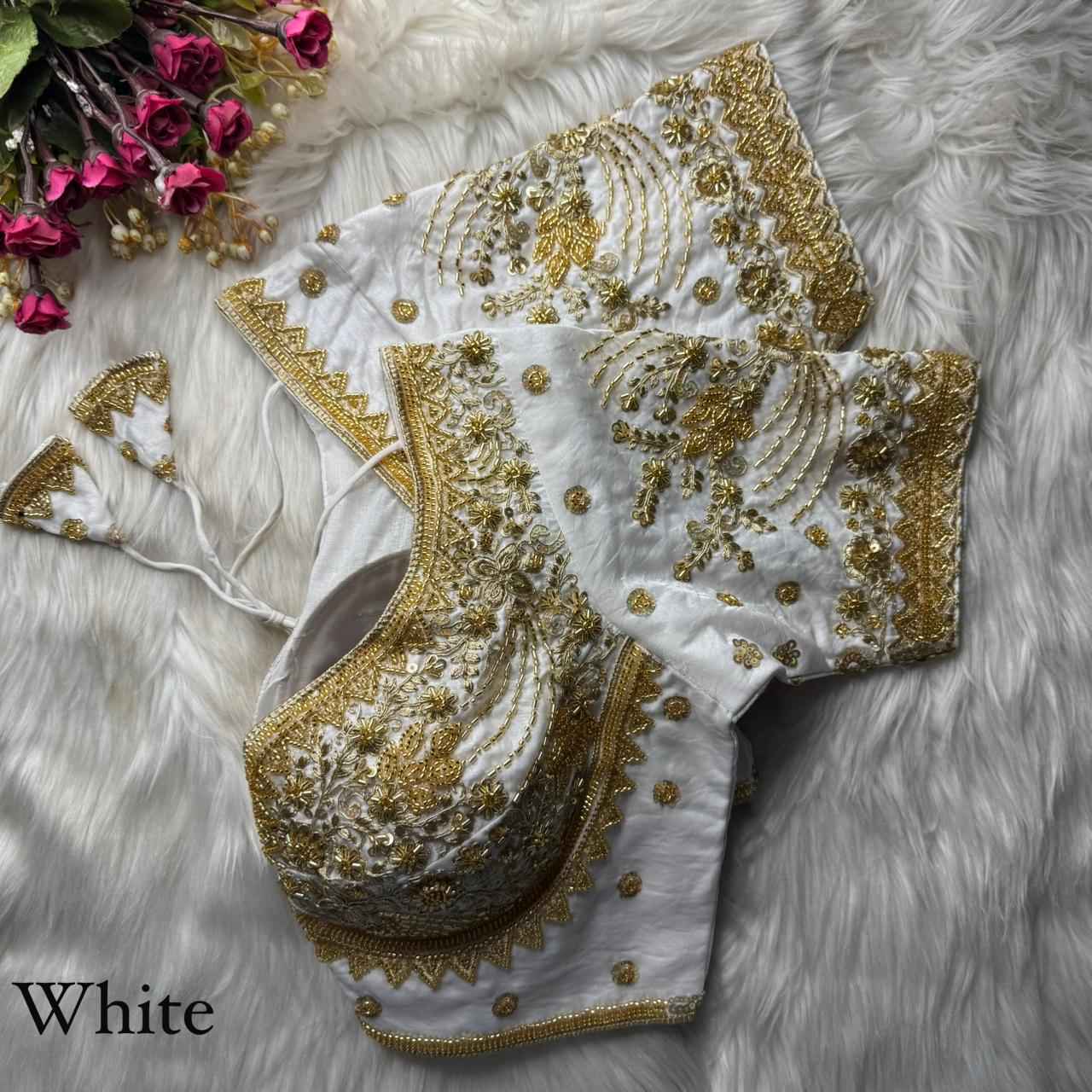 HEAVY PURE SOFT FANDY SILK BEEDS WORK BLOUSE 