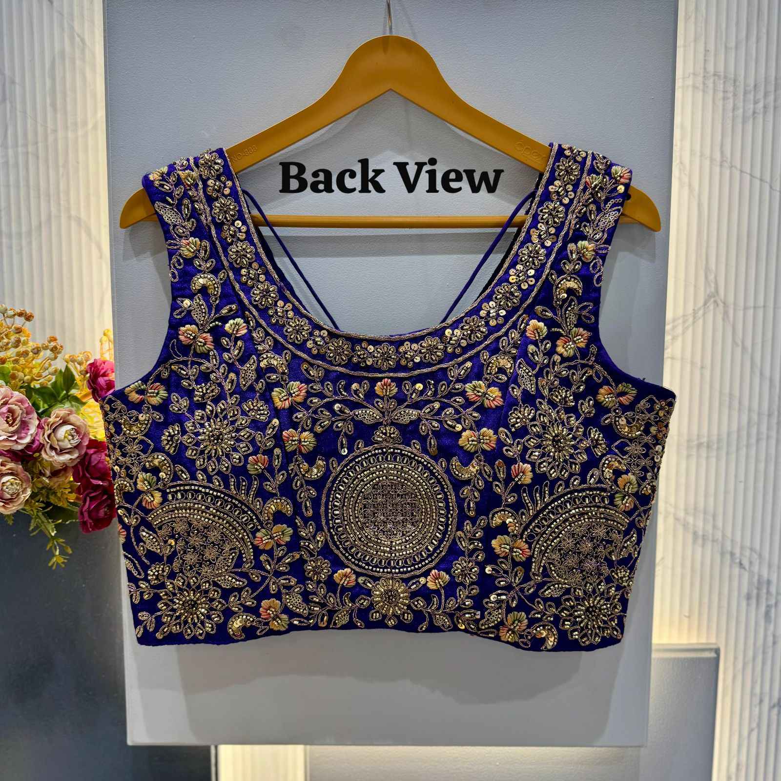 HEVAY SOFT ITALIAN SILK BEADS WORK V-NECK BLOUSE 