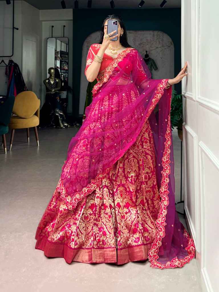 JACQUARD SILK ZARI WOVEN LEHENGA CHOLI