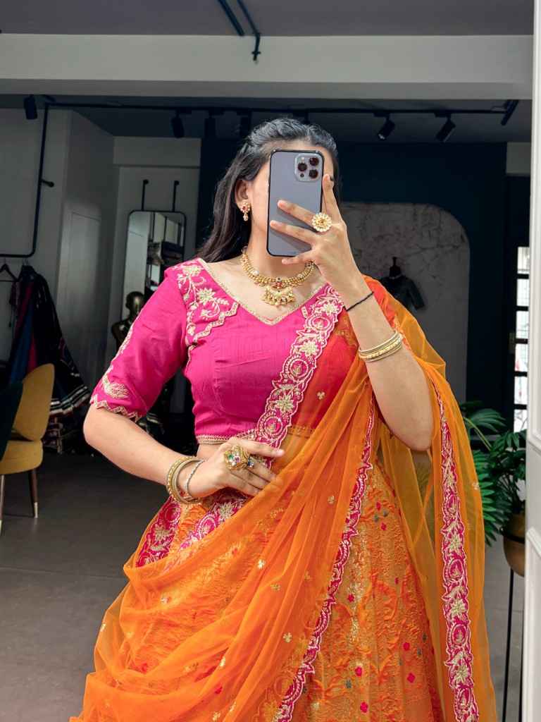 JACQUARD SILK ZARI WOVEN LEHENGA CHOLI