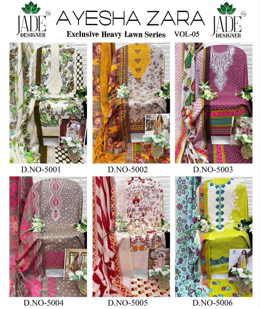 JADE AYESHA ZARA VOL-5 HEAVY LAWN COTTON DRESS MATERIAL