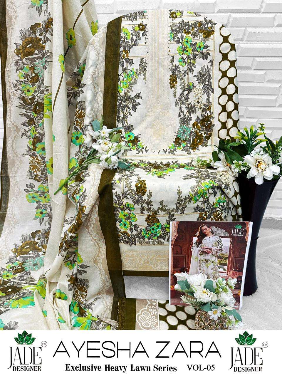 JADE AYESHA ZARA VOL-5 HEAVY LAWN COTTON DRESS MATERIAL