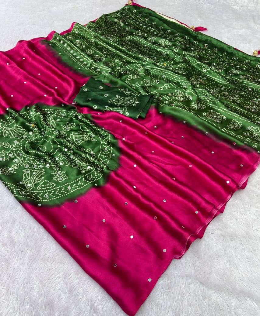 JAPAN SATTIN ORIGINAL MIRROR WORK SAREE 1