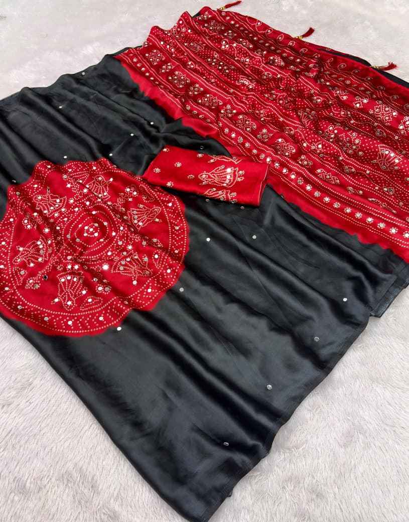 JAPAN SATTIN ORIGINAL MIRROR WORK SAREE 1