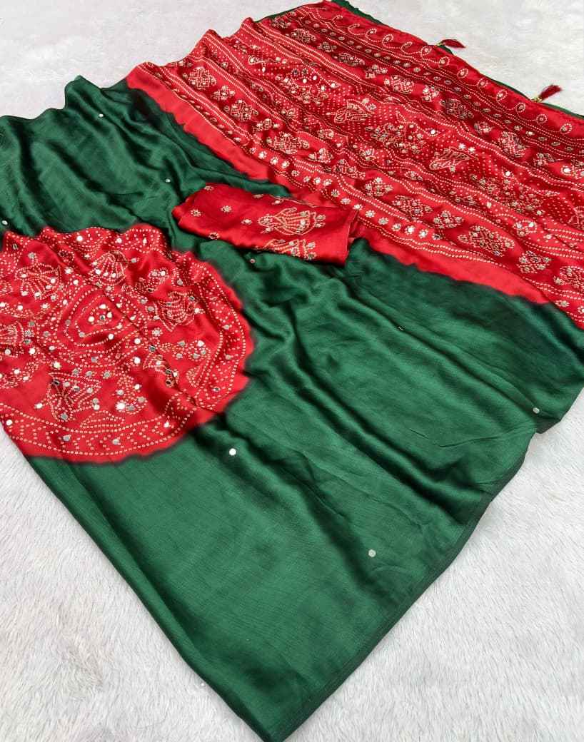 JAPAN SATTIN ORIGINAL MIRROR WORK SAREE 1
