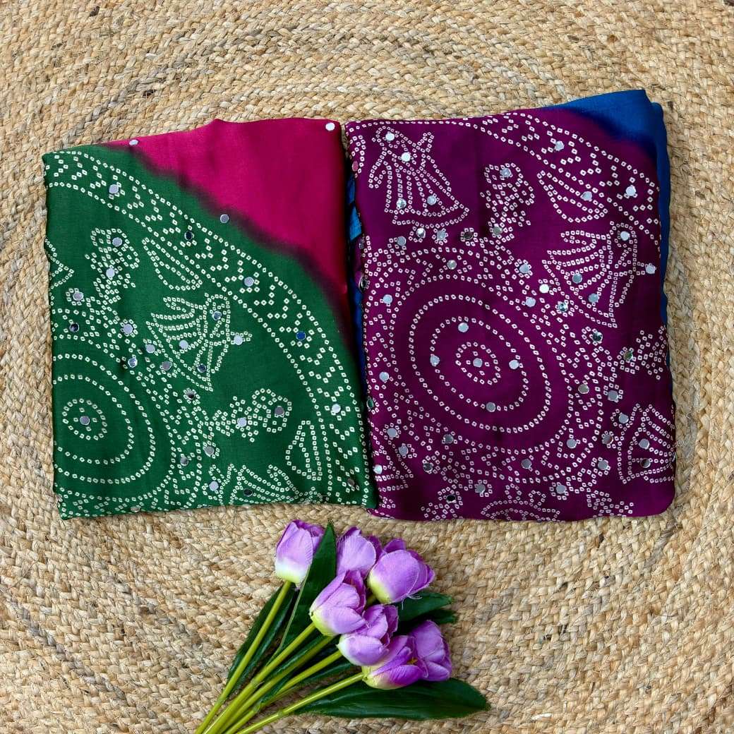 JAPAN SATTIN ORIGINAL MIRROR WORK SAREE 1