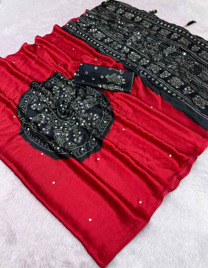 JAPAN SATTIN ORIGINAL MIRROR WORK SAREE 1