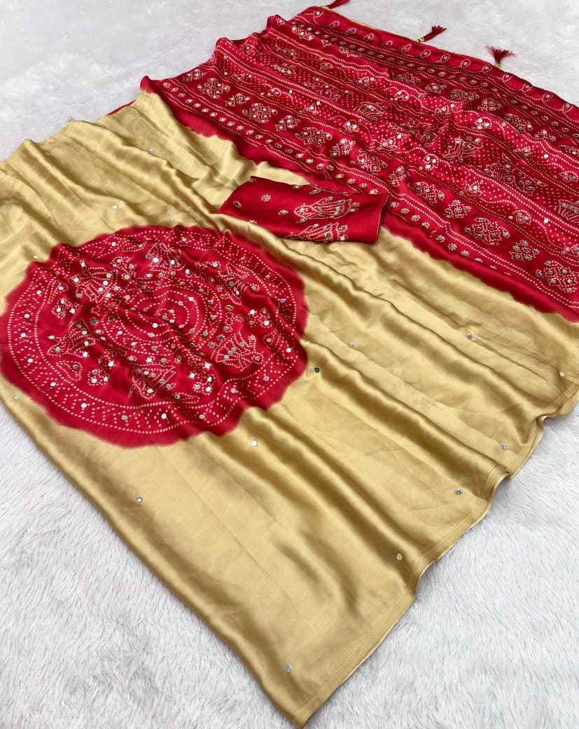 JAPAN SATTIN ORIGINAL MIRROR WORK SAREE 1