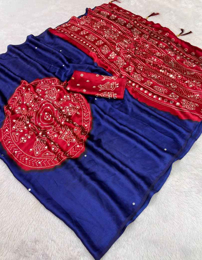 JAPAN SATTIN ORIGINAL MIRROR WORK SAREE 1