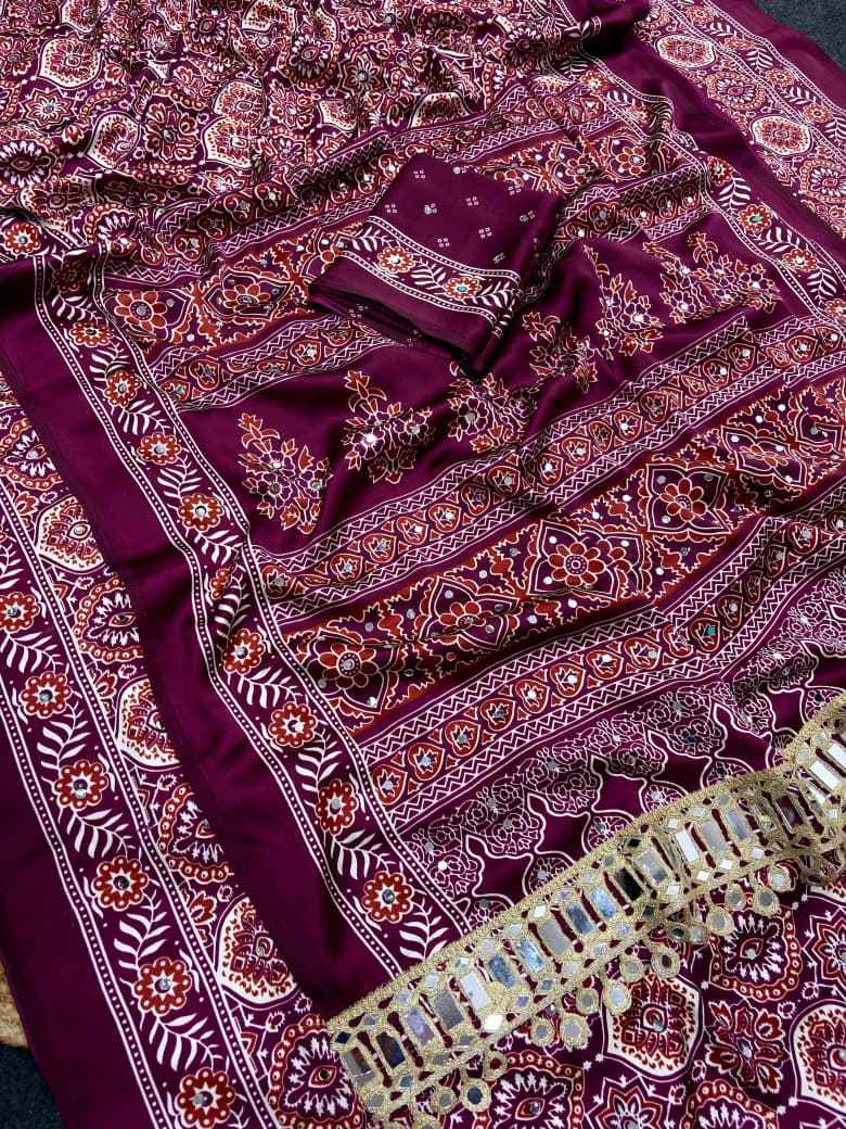 JAPAN SATTIN ORIGINAL MIRROR WORK SAREE 2