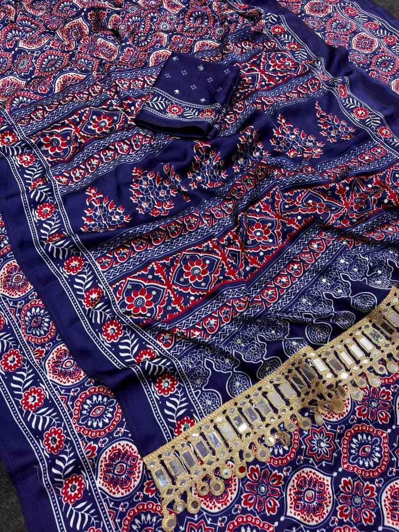 JAPAN SATTIN ORIGINAL MIRROR WORK SAREE 2