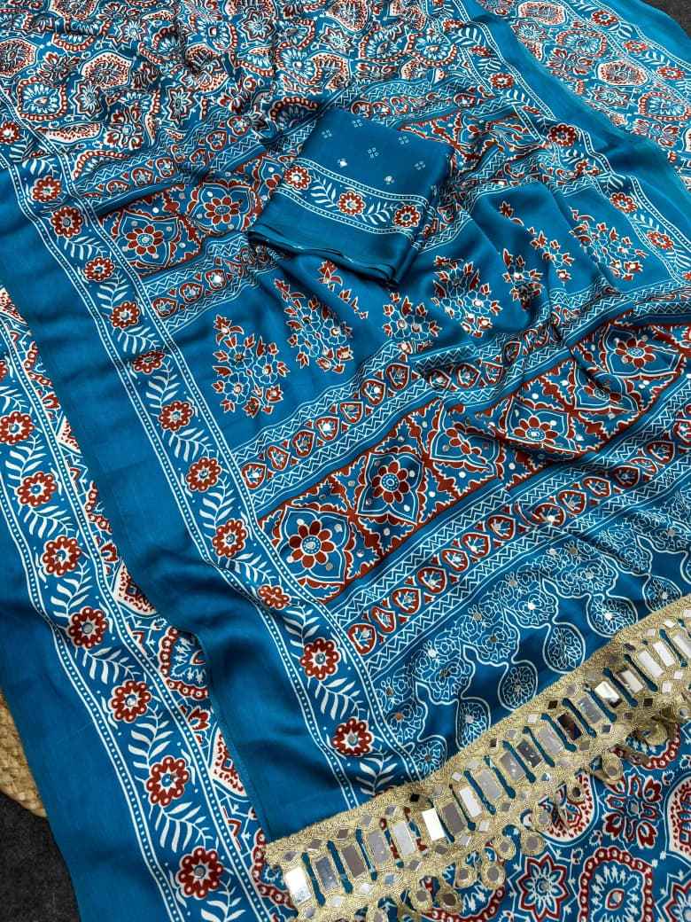 JAPAN SATTIN ORIGINAL MIRROR WORK SAREE 2