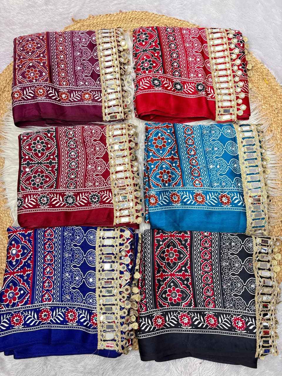 JAPAN SATTIN ORIGINAL MIRROR WORK SAREE 2