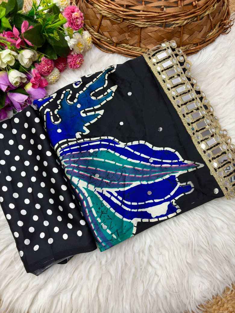 JAPAN SATTIN ORIGINAL MIRROR WORK SAREE 3