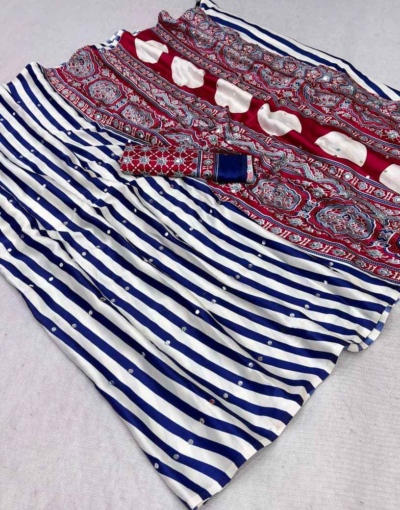 JAPAN SATTIN ORIGINAL MIRROR WORK SAREE 4