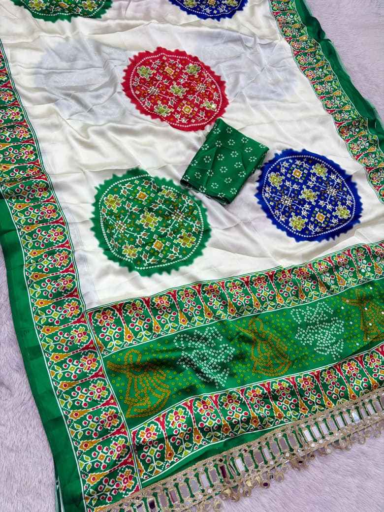 JAPAN SATTIN ORIGINAL MIRROR WORK SAREE 5