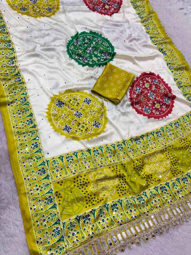 JAPAN SATTIN ORIGINAL MIRROR WORK SAREE 5