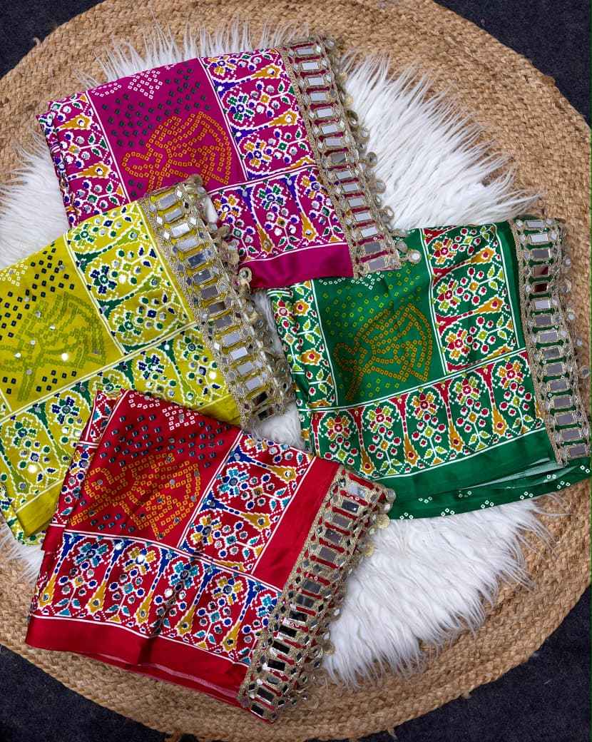 JAPAN SATTIN ORIGINAL MIRROR WORK SAREE 5