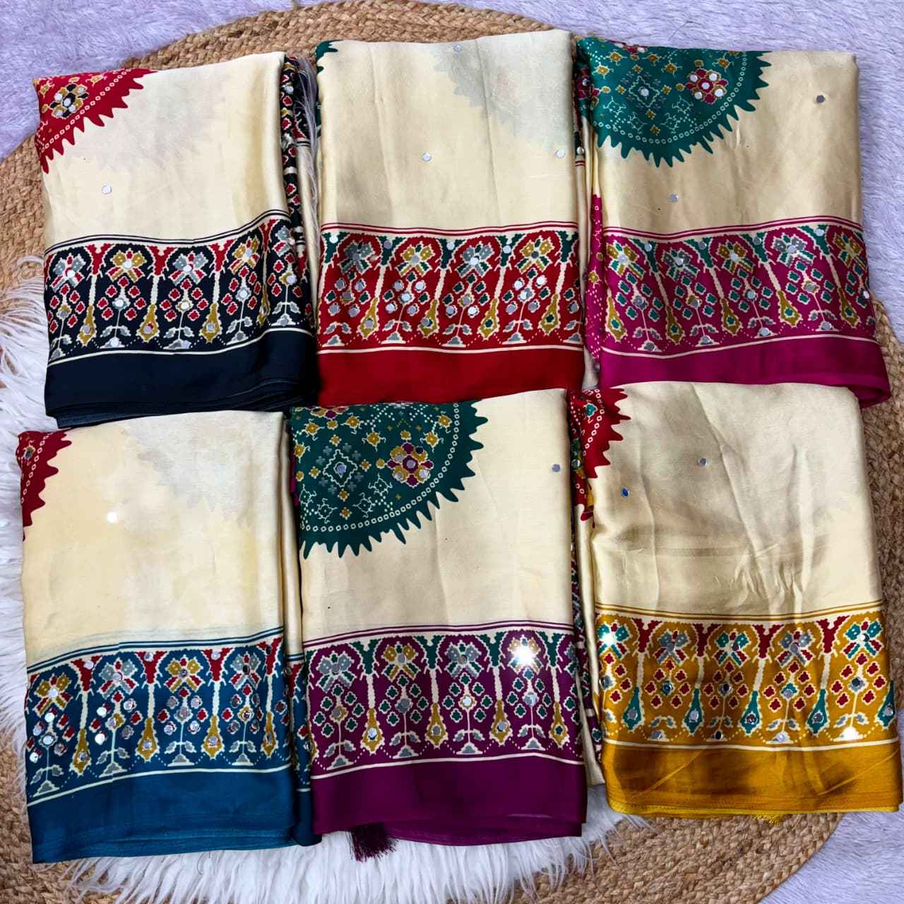 JAPAN SATTIN ORIGINAL MIRROR WORK SAREE 6
