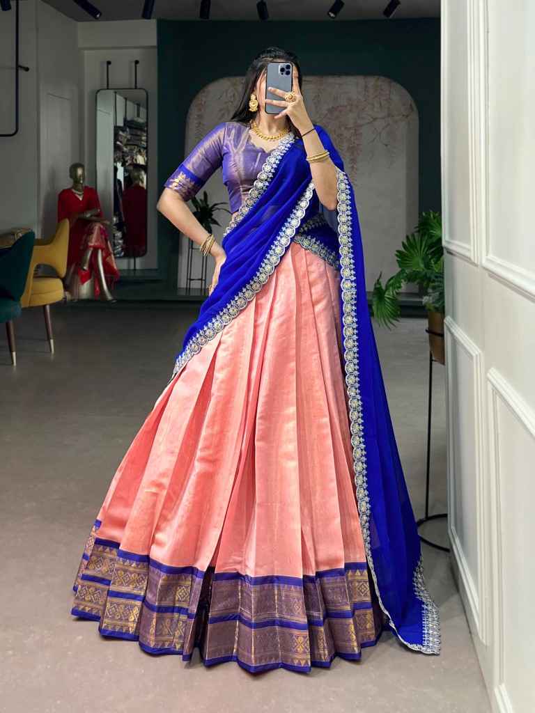 KANCHIPURAM ZARI WEAVING WORK LEHENGA CHOLI