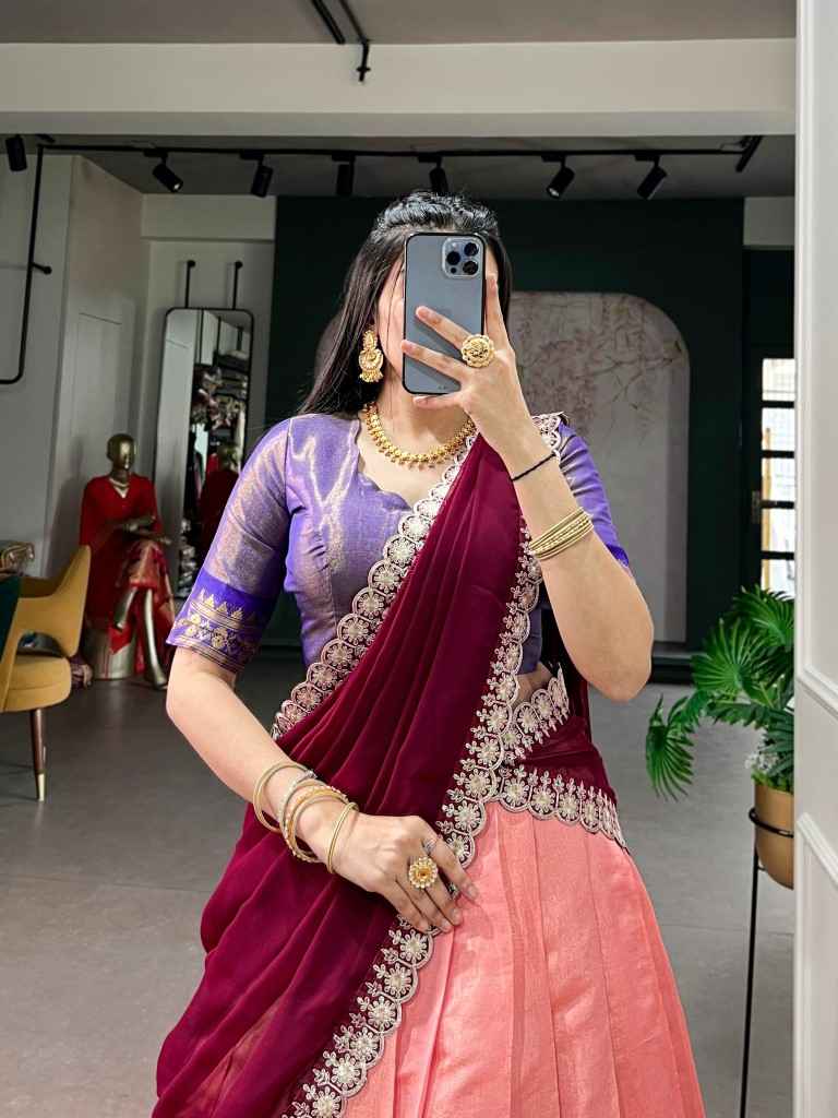 KANCHIPURAM ZARI WEAVING WORK LEHENGA CHOLI