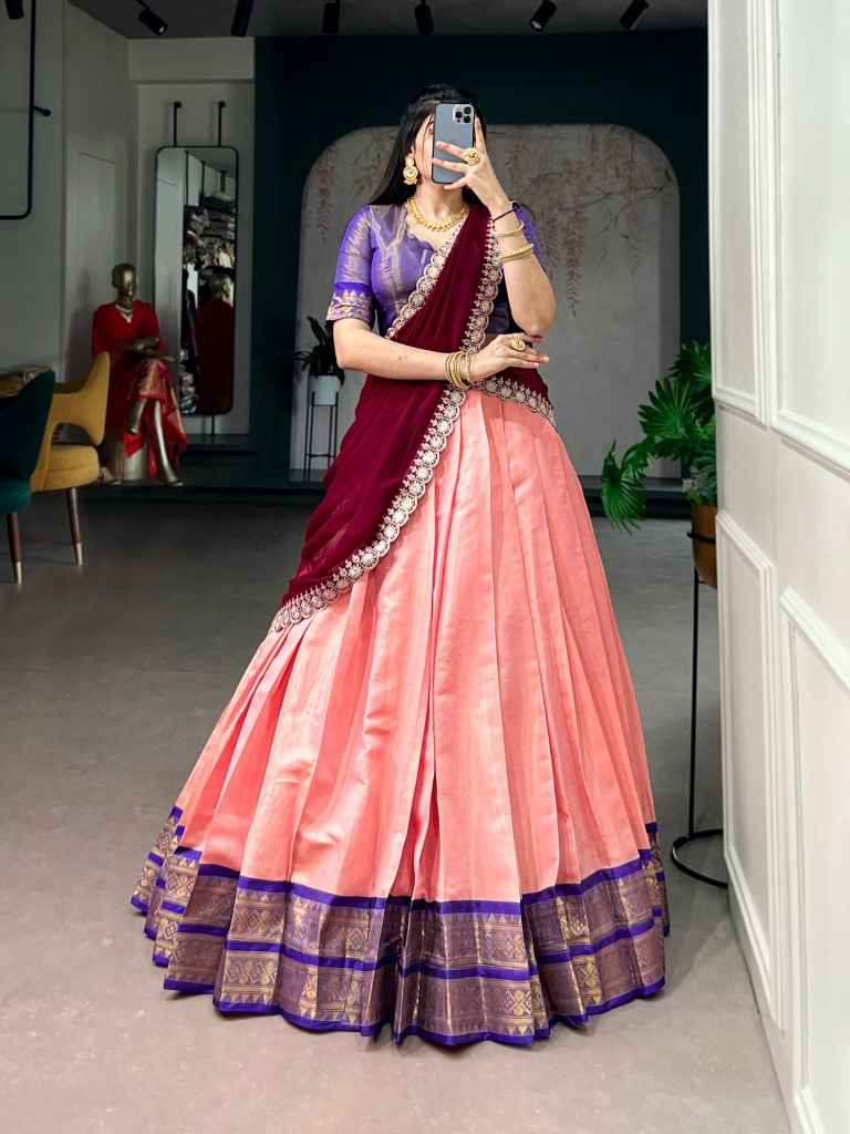 KANCHIPURAM ZARI WEAVING WORK LEHENGA CHOLI