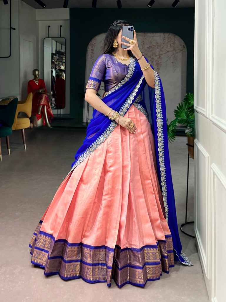 KANCHIPURAM ZARI WEAVING WORK LEHENGA CHOLI
