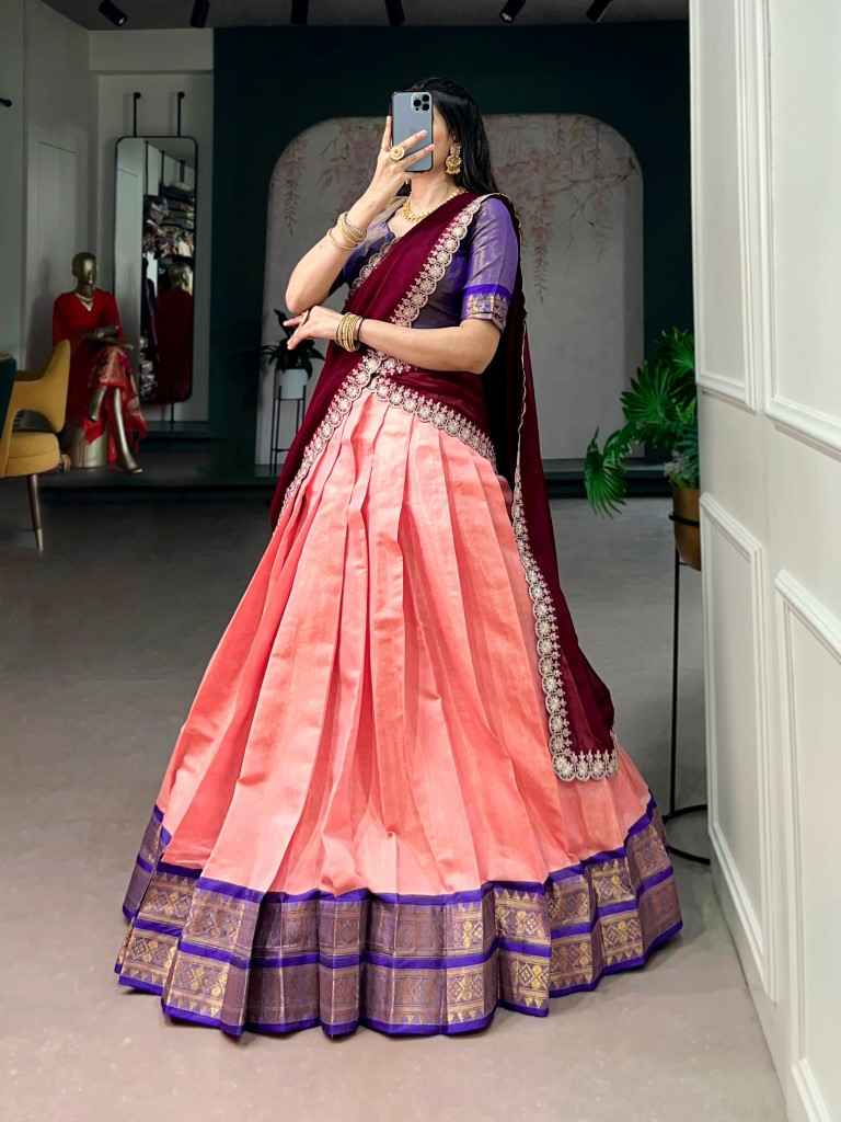 KANCHIPURAM ZARI WEAVING WORK LEHENGA CHOLI