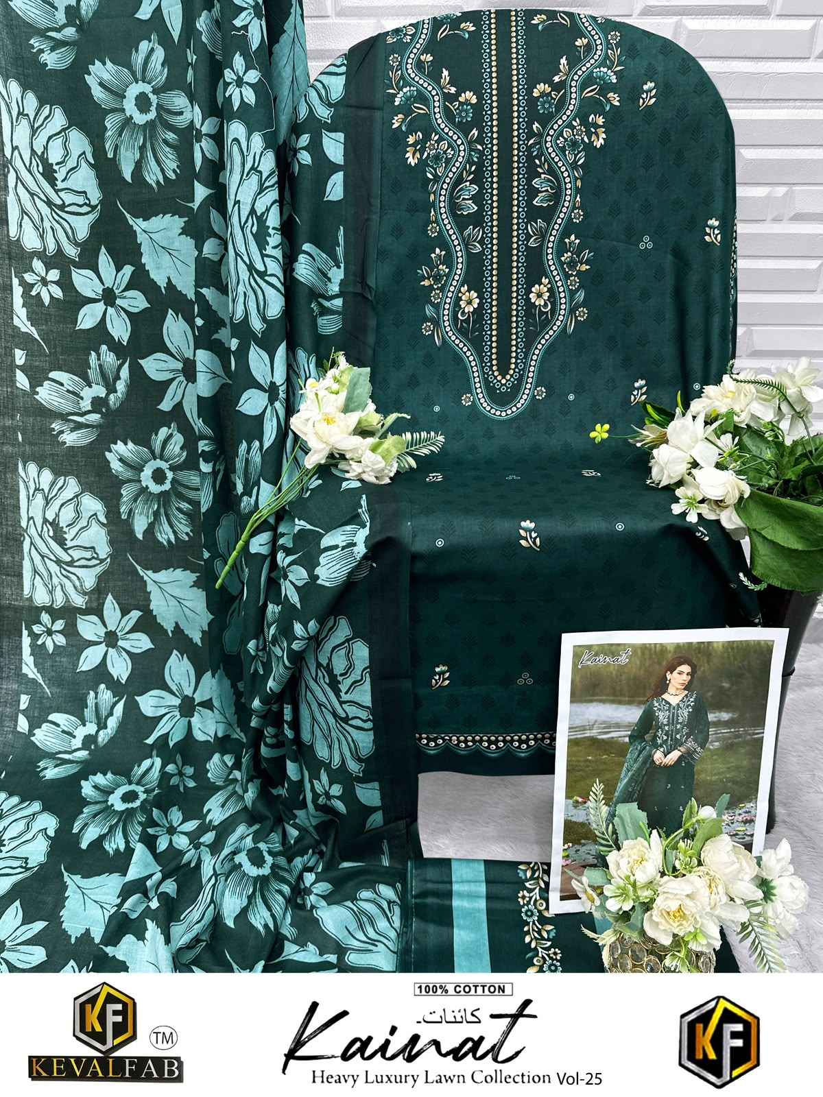 KEVALFAB KAINAT VOL-25 HEAVY COTTON PRINTED DRESS MATERIAL