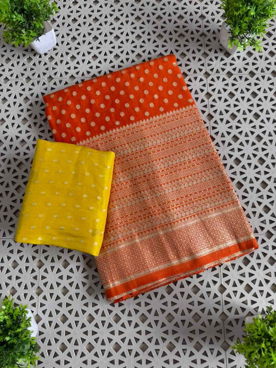 SOFT CREPE KHADI SILK KALGA BORDER ZARI WEAVING SAREE 
