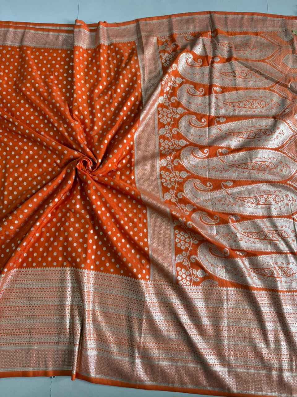 SOFT CREPE KHADI SILK KALGA BORDER ZARI WEAVING SAREE 