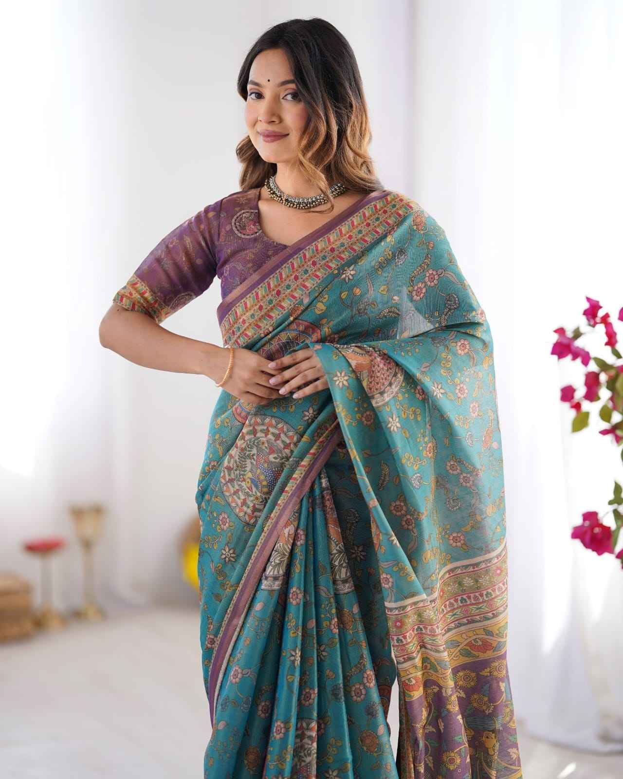 LINEN TISSUE SILK DIGITAL PRINTED SAREE 2
