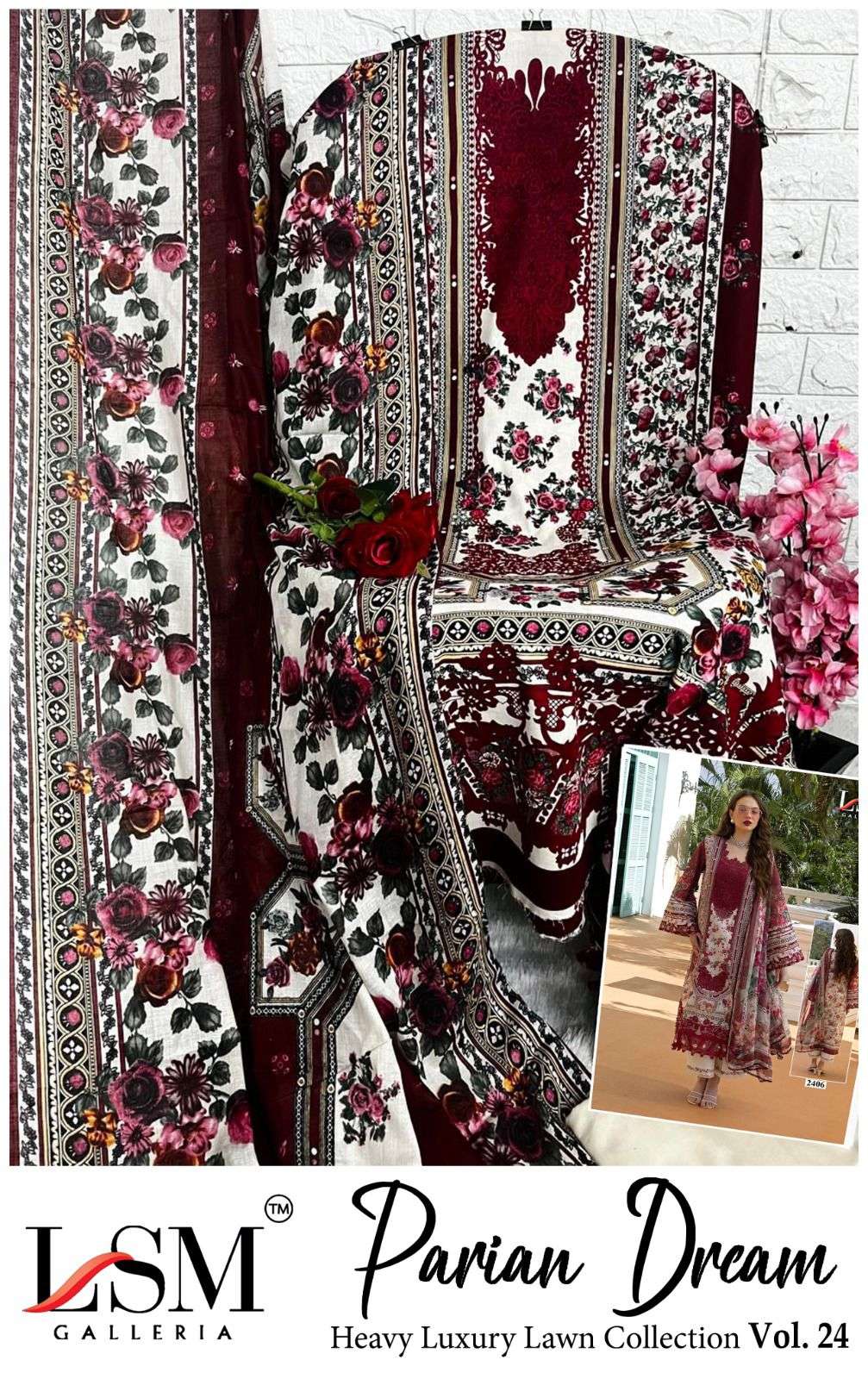LSM PARIAM DREAM VOL-25 HEAVY LAWN PRINTED DRESS MATERIAL