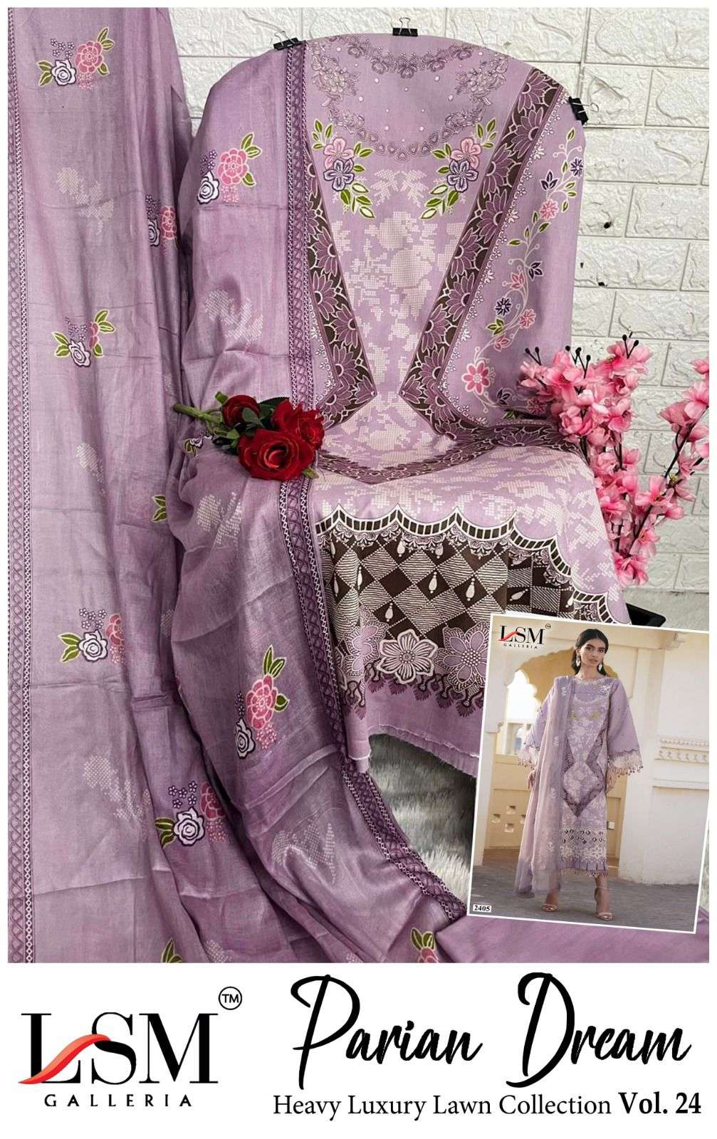 LSM PARIAM DREAM VOL-25 HEAVY LAWN PRINTED DRESS MATERIAL