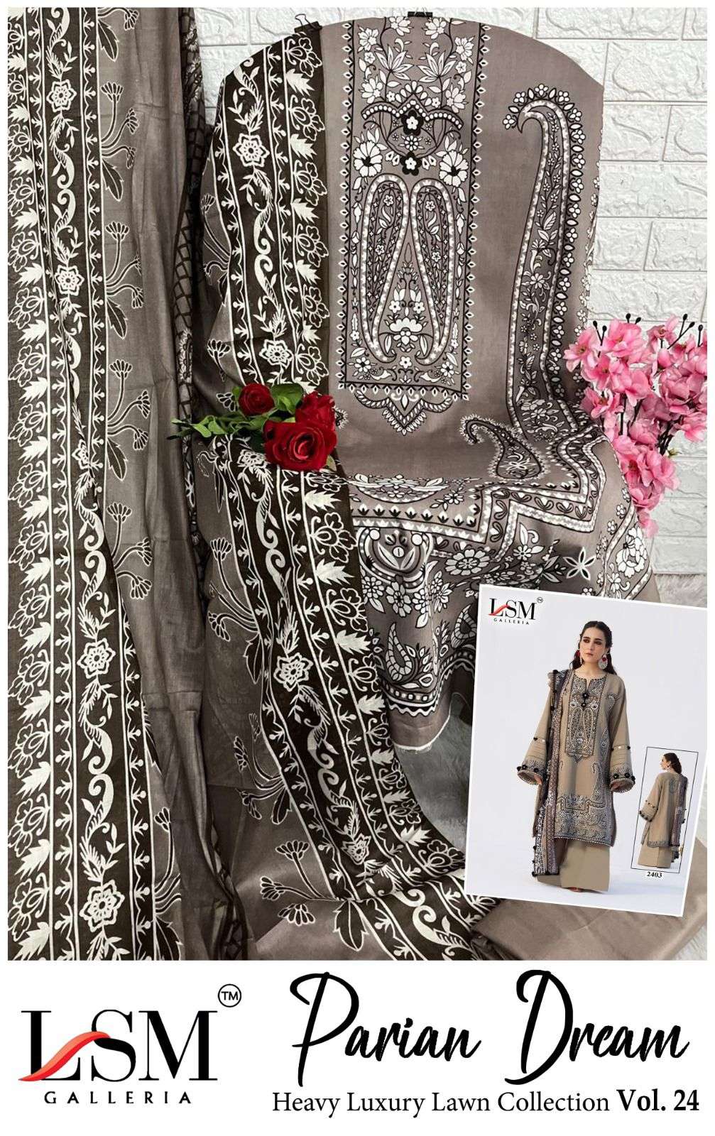 LSM PARIAM DREAM VOL-25 HEAVY LAWN PRINTED DRESS MATERIAL