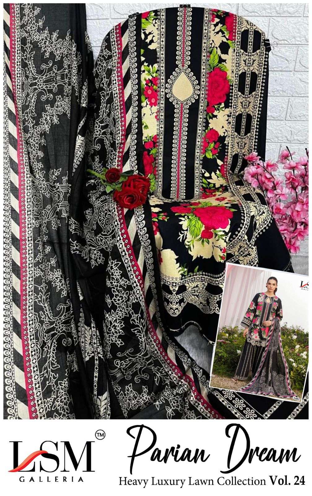 LSM PARIAM DREAM VOL-25 HEAVY LAWN PRINTED DRESS MATERIAL