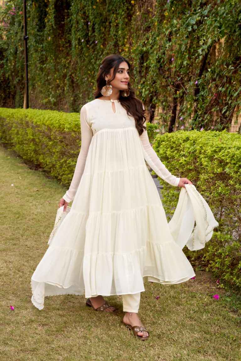 MARBEL FOIL WORK DESIGNER ANARKALI SUIT 