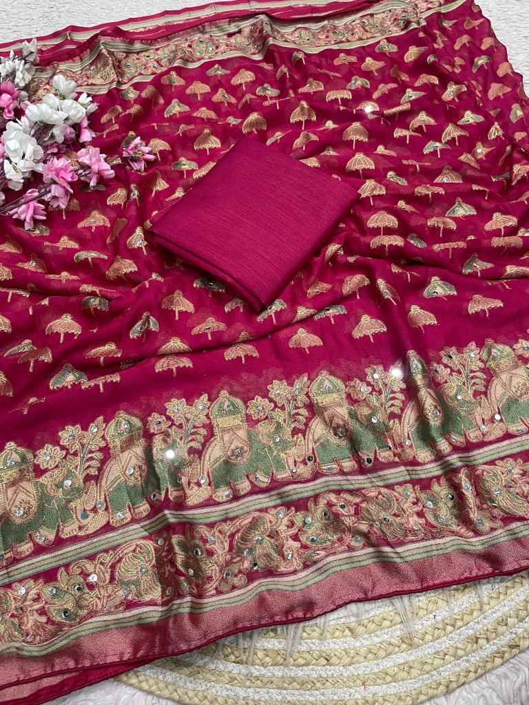 MASSMEELO BRROSSO ORIGINAL MIRROR WORK SAREE