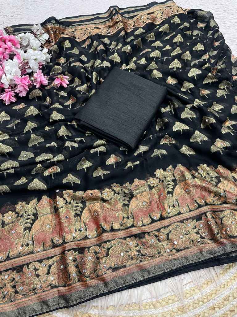 MASSMEELO BRROSSO ORIGINAL MIRROR WORK SAREE