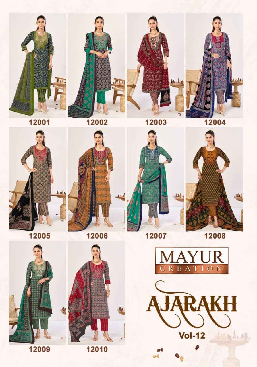 MAYUR AJARAKH VOL-12 PURE COTTON READYMADE SUIT 