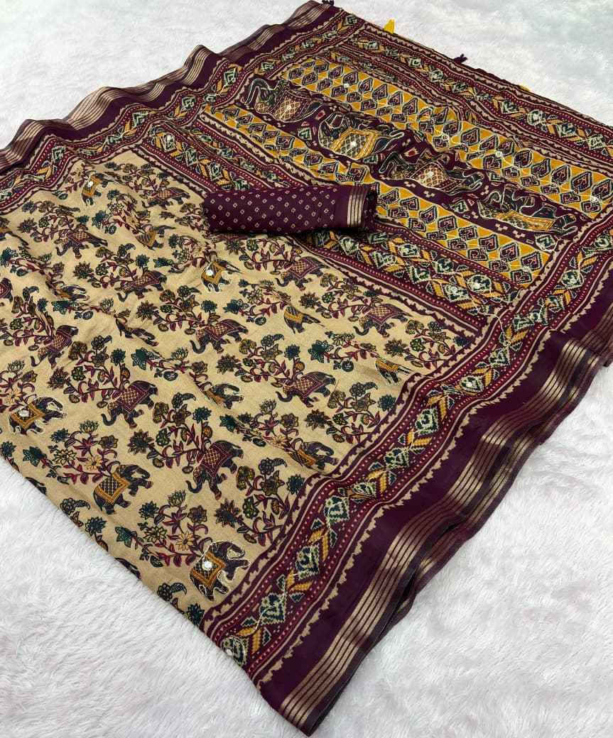 MUL COTTON PRINT WITH AARI WORK SAREE