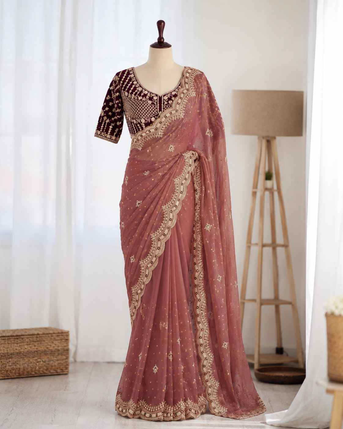 NC MOSS BUTTI SEQUENCE THREAD WORK SAREE