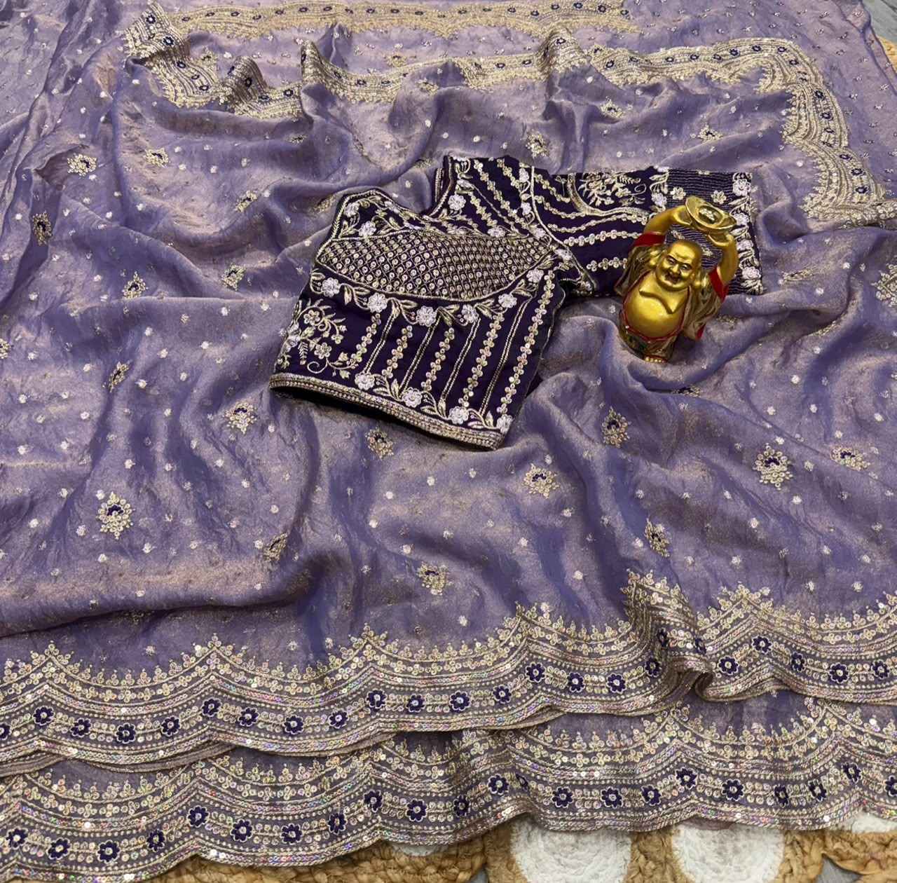 NC MOSS BUTTI SEQUENCE THREAD WORK SAREE