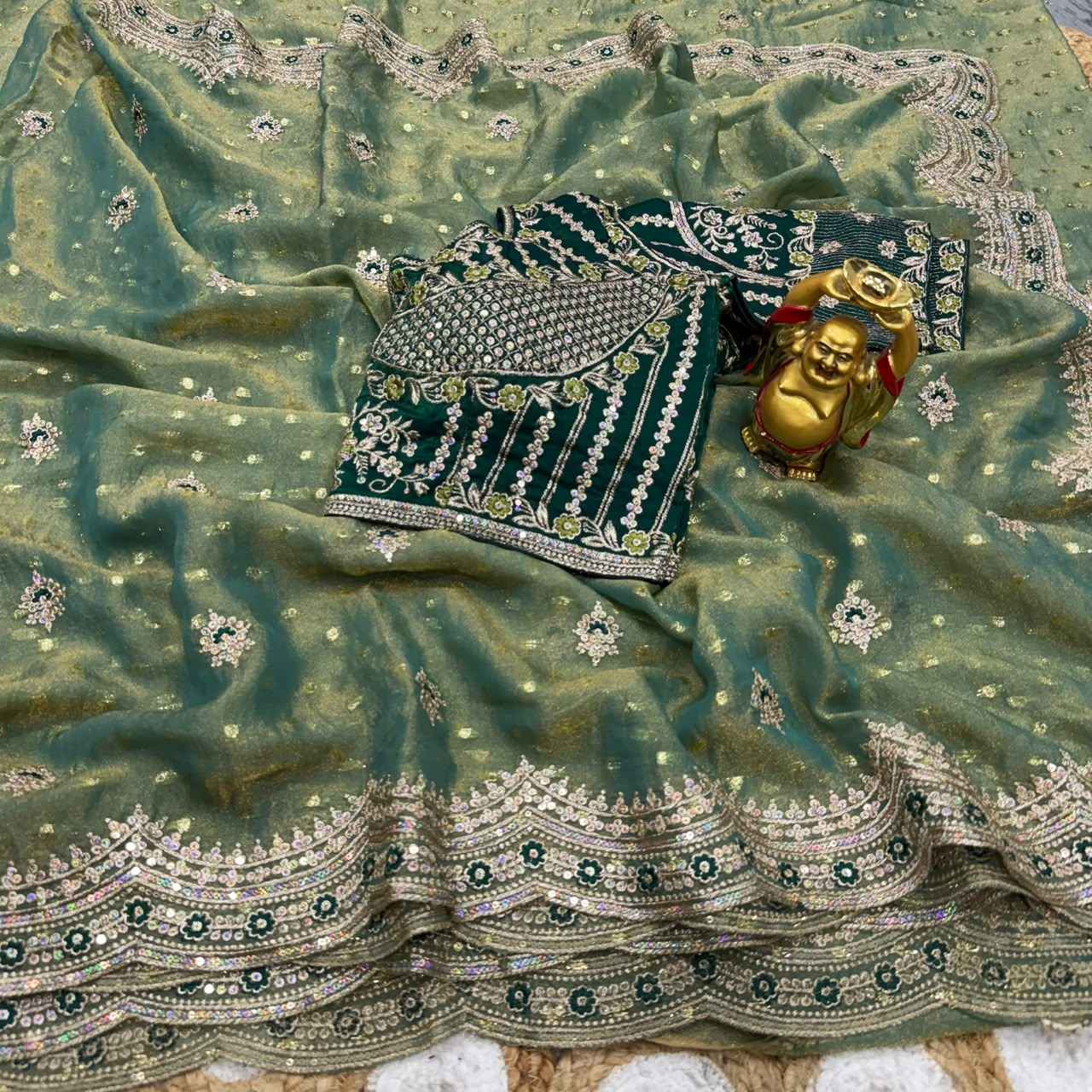 NC MOSS BUTTI SEQUENCE THREAD WORK SAREE